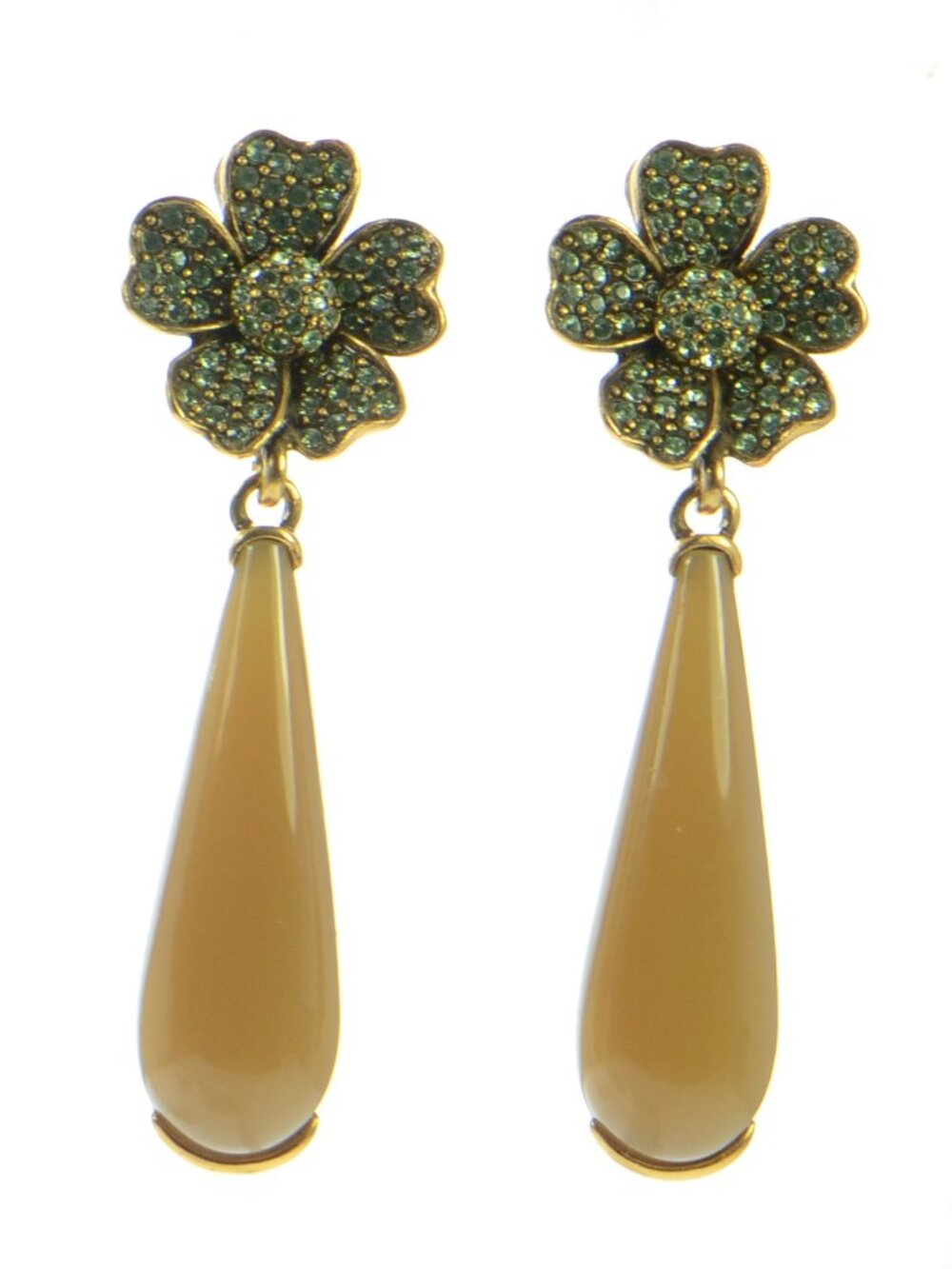 Vintage Oscar de la Renta Crystal Flower Drop Earrings